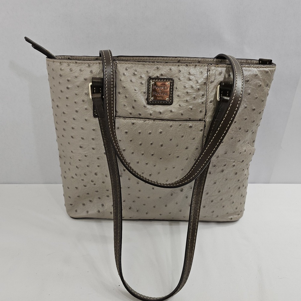 VTG AMAZING COND Dooney Bourke Ostrich Embossed Leather Tote Purse EUC